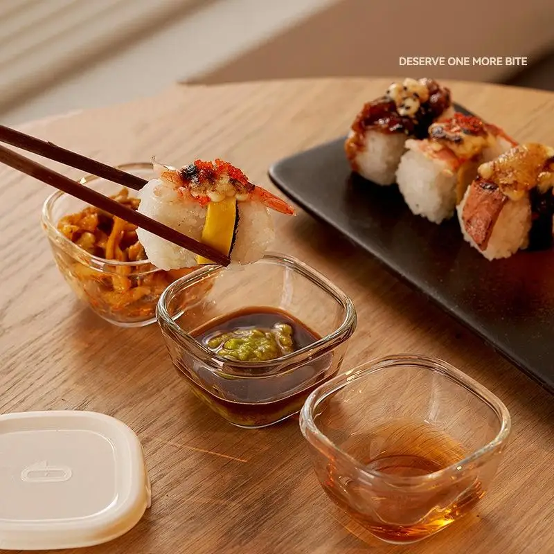 1PCS Small Glass Bowl With Lid Clear Glass Container Stackable For Desserts Puddings Sauces Dips Nuts Oats Candy Sweets