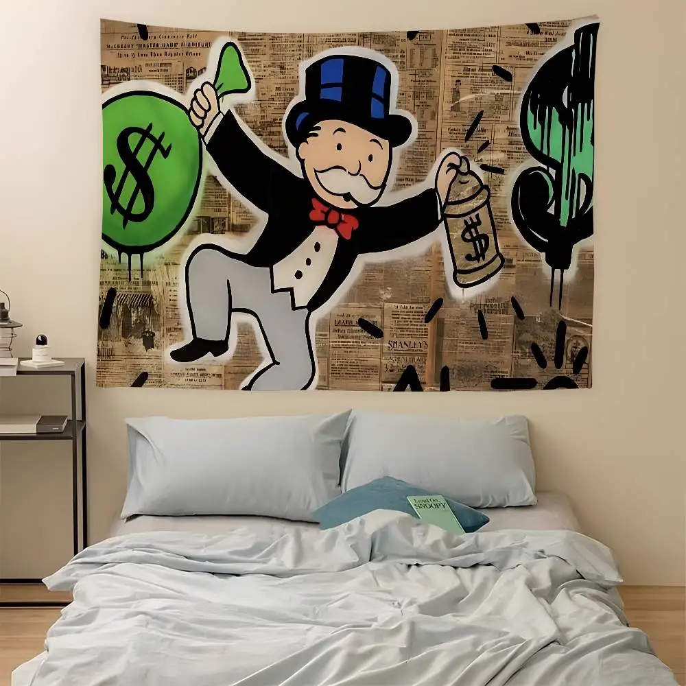 M-MonopolyS M-Millionaire Printed Large Wall Tapestry Art Science Fiction Room Home Decor Decor Blanket