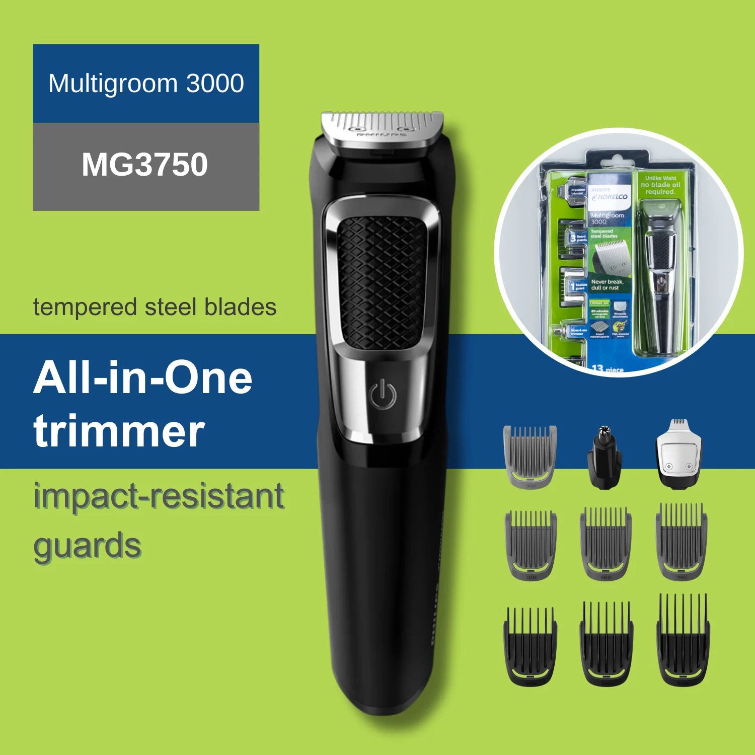 Philips Norelco Multigroom 3000 MG3750, All-in-One Trimmer, Face and Head