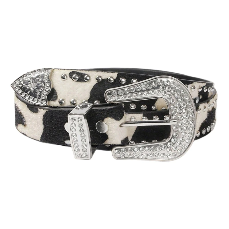 S1Y1 Gothic Waist Chain Casual Belt Studded Waist Ceinture Glittered Belt Studded Blingbling Crystal Easy Belt