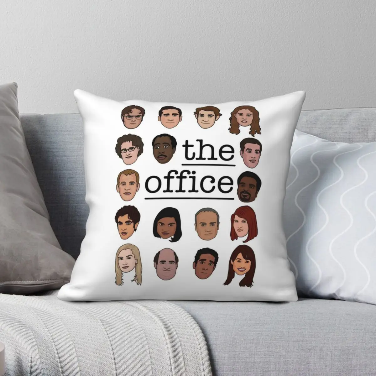 

The Office Crew Characters Square Pillowcase Polyester Linen Velvet Creative Zip Decor Pillow Case Bed Cushion Cover 18"