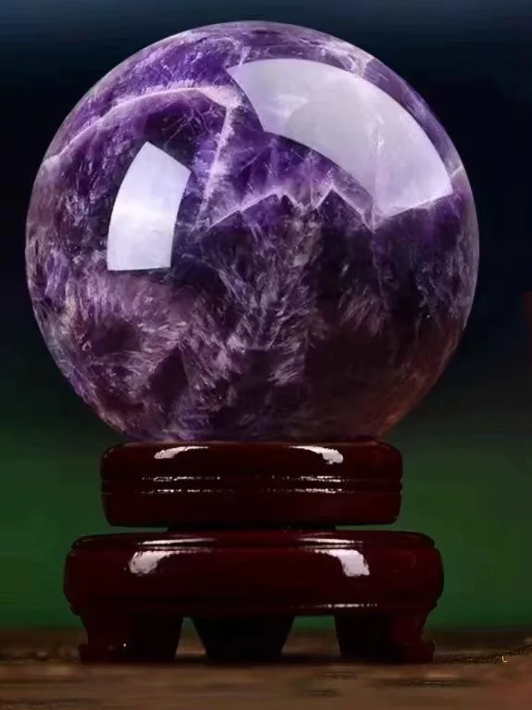 

Amethyst Crystal Ball Ornament, Natural Gemstone Sphere, Office & Home Desktop Decoration, Healing Energy Gift
