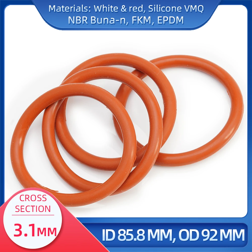 

O Ring CS 3.1 mm ID 85.8 mm OD 92 mm Material With Silicone VMQ NBR FKM EPDM ORing Seal Gaske