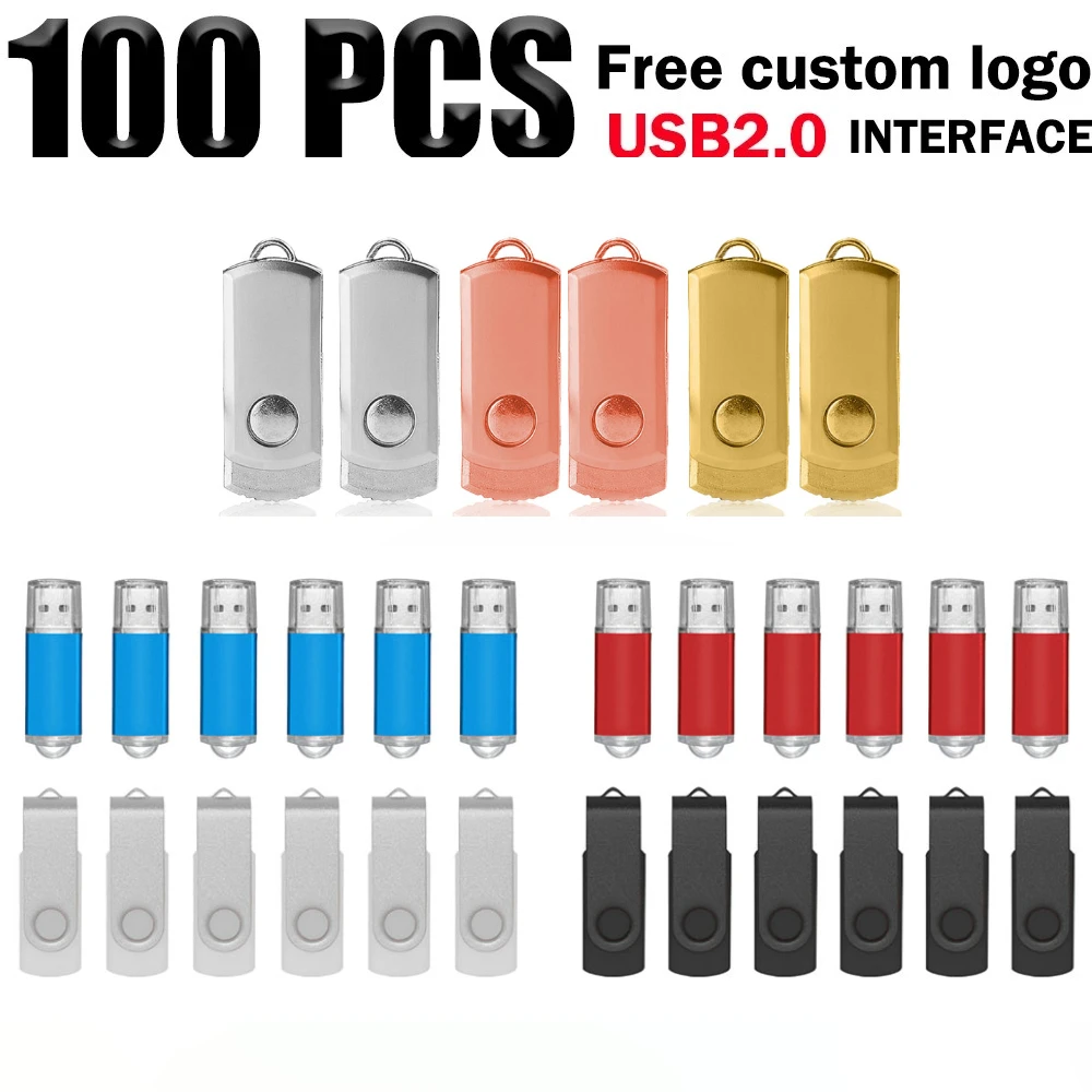100PCS/lot 2.0 64GB 32GB Pendrive 16GB 8GB USB Memory Drive 4GB 2GB Free Customize Logo metal USB Flash Drive Stick Best Gift