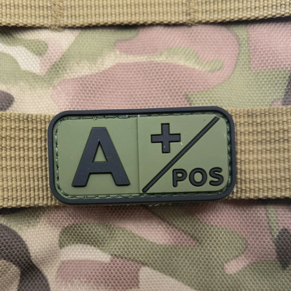 5*2.5CM Military  A+ B+ AB+ O+ A- B- AB- O- PVC 3D Blood Group Badge Patch Rubber Emblems Tactical Patches Hook And Loo