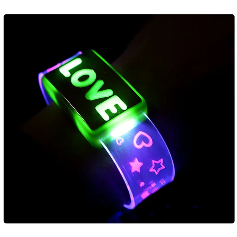 

20/50/100PCS LED Bracelets Light Up Glow Bracelet Happy Flash Watch Flash Wrist Strap Love Wrist Strap Bracelet Party Supplies