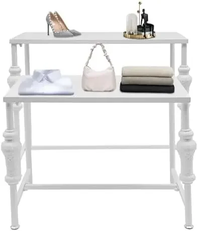 Industrial Retail Display Tables, Set of 2 Standing Clothing Shoes Display Rack Adjustable Feet Boutique Display Table