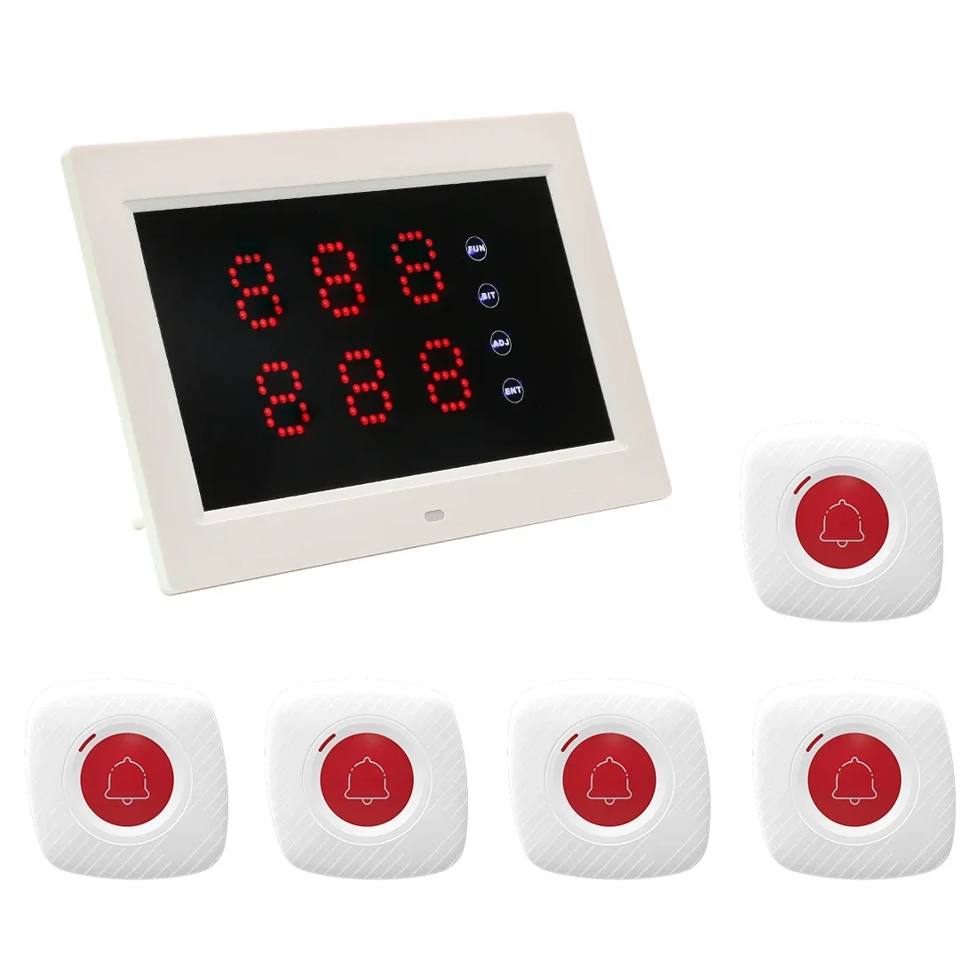 BYHUBYENG White One Display Receiver And Five Waterproof Call Buttons For Bar Mik Tea Restaurant Cafe Hospital Nursing