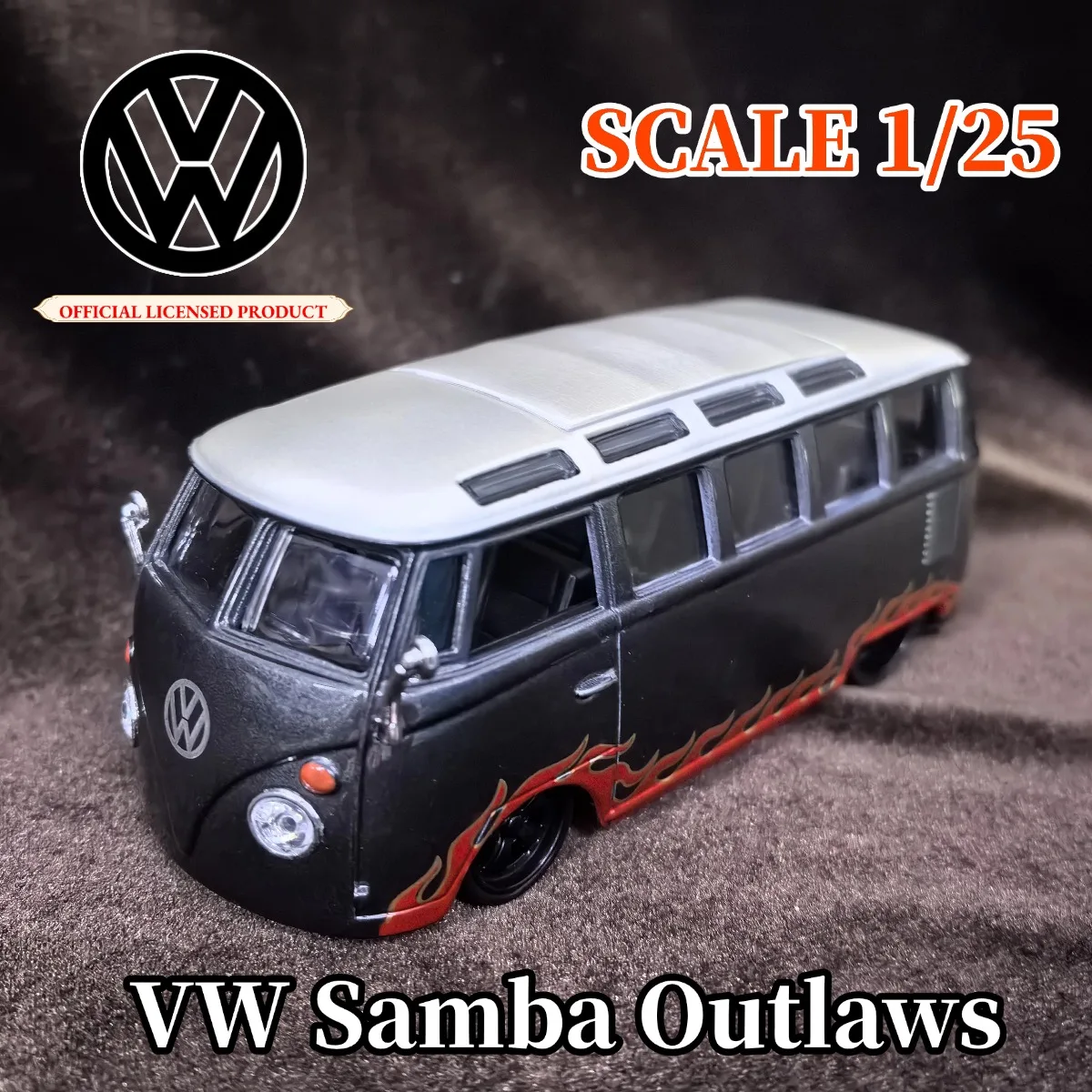 

Limited Bburago 1:25 Scale VW Van Samba Outlaws Car Model, Luxury Vehicle Miniature Replica Figure Kid Xmas Gift Toy