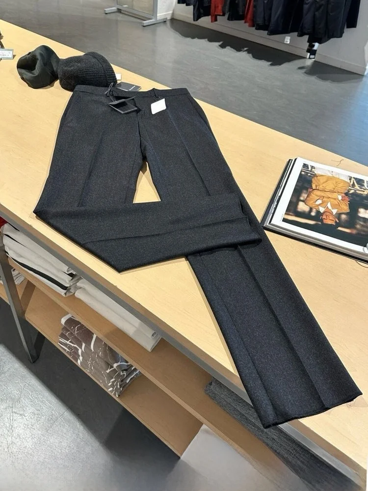 

100 Wool Men's Casual Straight Leg Pants Luxury Small West Pants Commute Slimming Long Pants Autumn Winter Business Casual