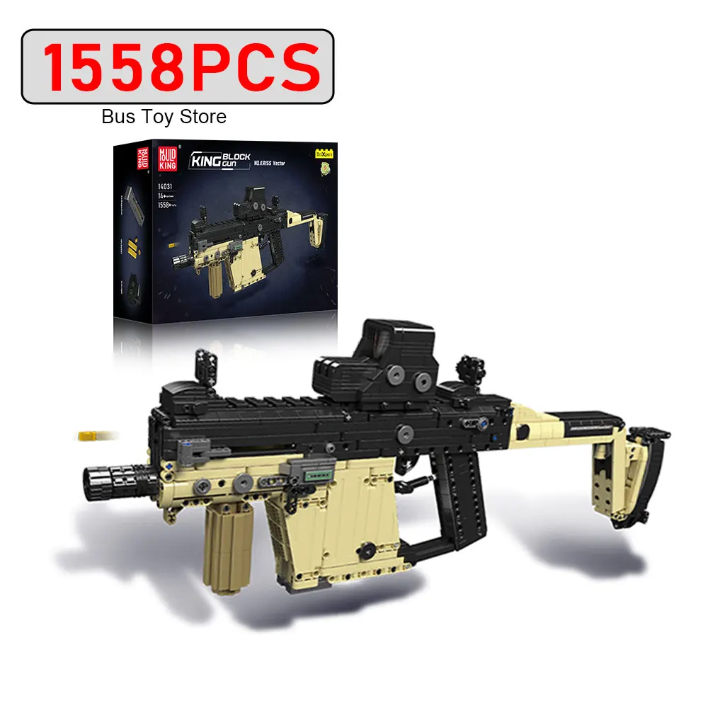 MOC Ww2 Military Gun Series KRISS Vector Gun Model Building Blocks Can Shoot Bullet Weapon Bricks Toys for Adult Kids Gifts