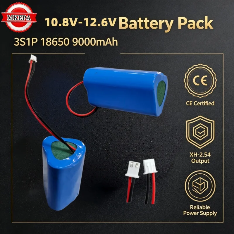 CCTV Camera Backup Power 10.8V‑12.6V 9000mAh 3S1P 18650 Rechargeable Lithium Battery Pack XH2.54