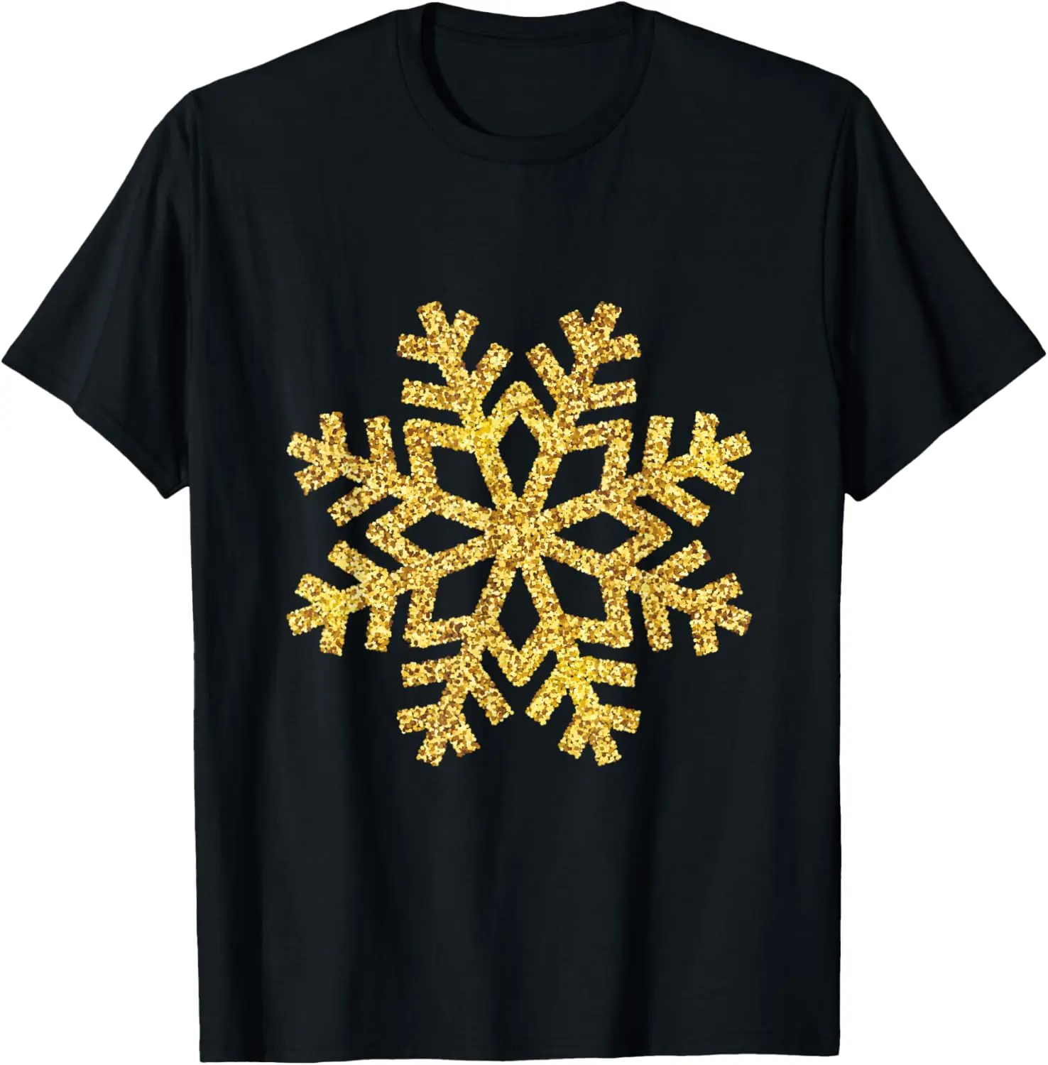 

Gold Glitter Snowflake Graphic T-Shirt Soft Cotton Short Sleeve Tee for Men Women