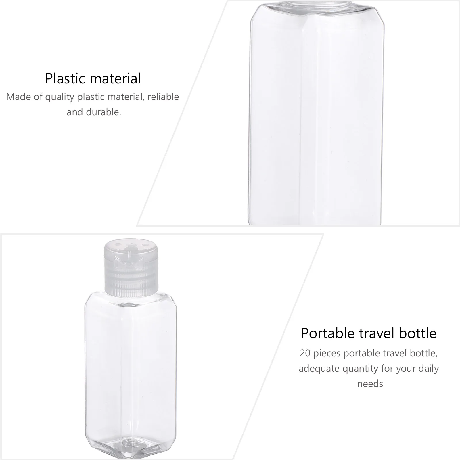 

20pcs Alcohol Plastic Bottles Empty Portable Leakproof Travel Outdoor Camping Refillable Cosmetics Small Clear Safe Durable