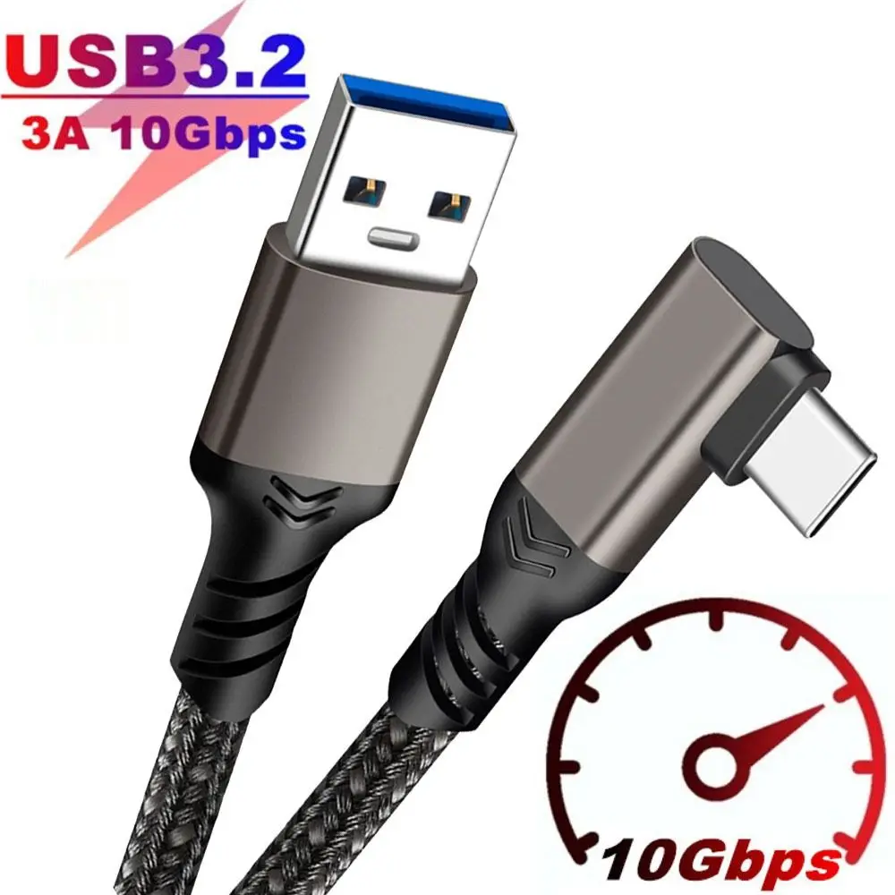 USB 3.2 Gen 2 Cable Elbow 10Gbps 3m 5m For Oculus Quest 1/2 VR Link Cable USB Type A to Type-C Fast Charging Camera Line