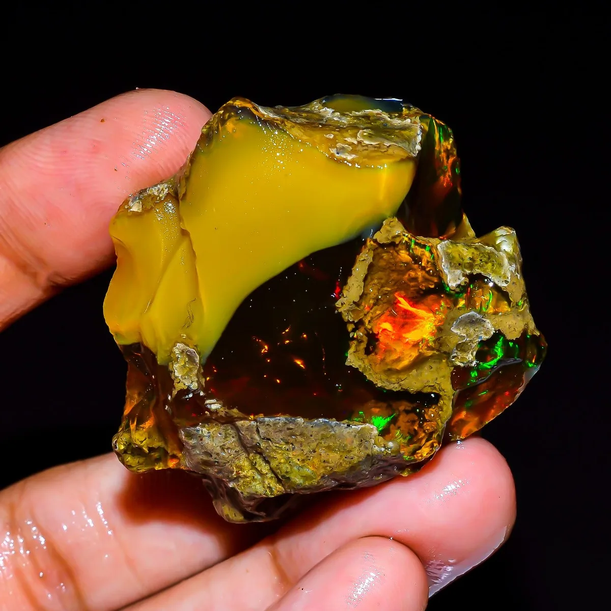 AAA+ 25-80CT Natural Ethiopian Opal Rough Welo Fire Opal Crystal Stone Randomly Selected One