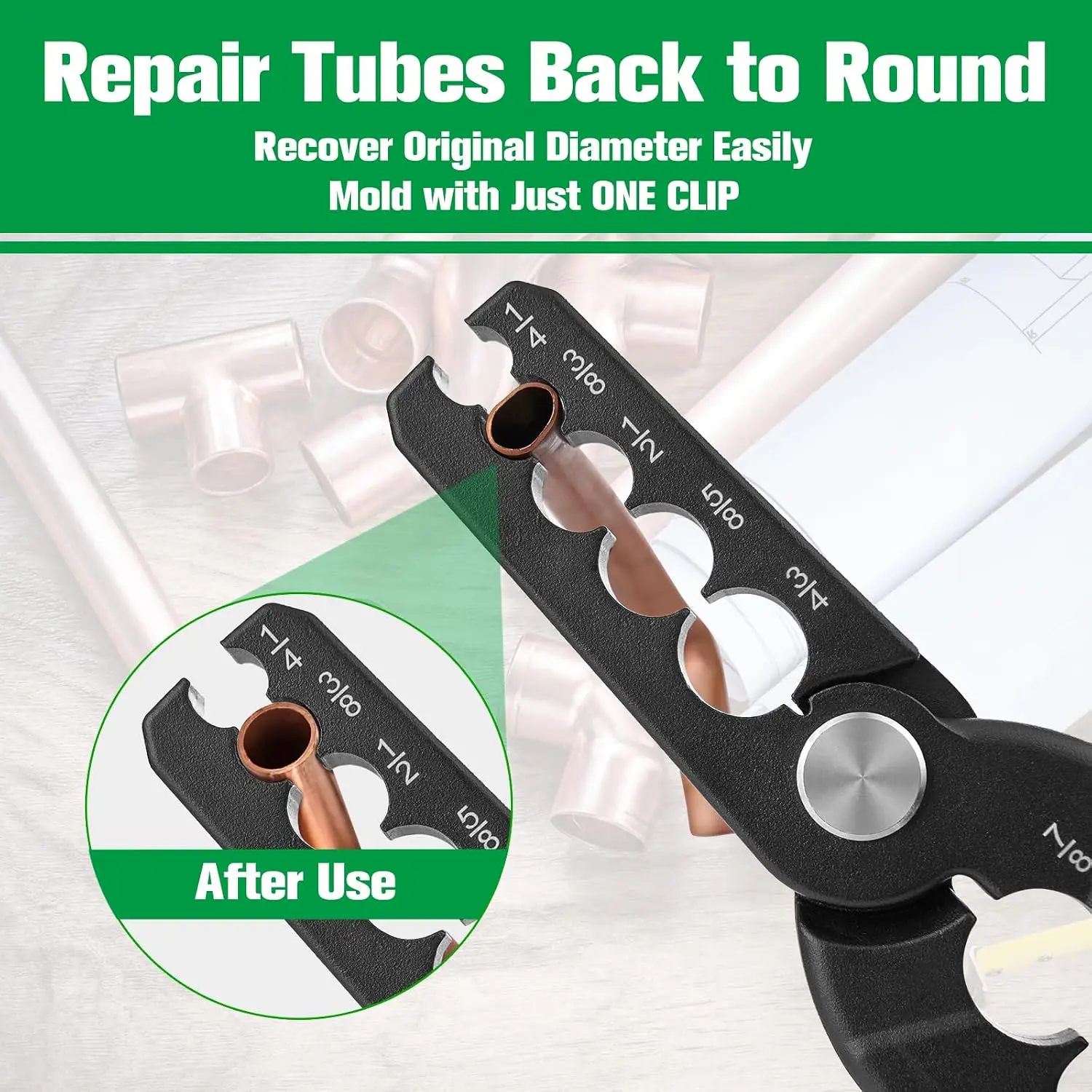 Copper Tube Rounder HVAC Copper Tubing Repair Tool 6 in 1  1/4