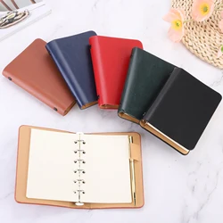 1/2Pack A7 Leather Notebook Binder 6 Ring Binder Cover Mini Refillable Loose Leaf Diary Personal Planner with 50/100Sheets Paper