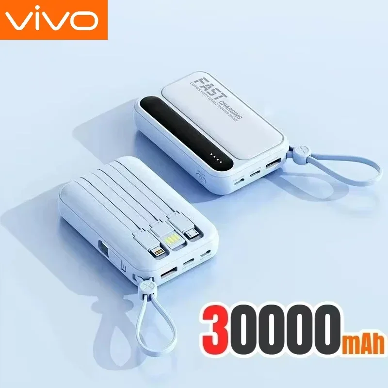 VIVO 500000mAh Powerbank Ingebouwde 4-aderige kabel Grote capaciteit Supersnel opladen Draagbare externe batterij voor alle telefoons 2026 NIEUW