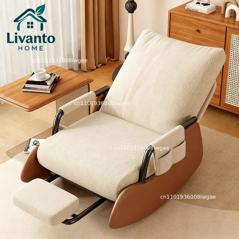 

Folding Reclining Chair Adults Lazy Sofa Office Comfortable Nap Chair Balcony Household Rocking Chair For Home Lunch Break Seat