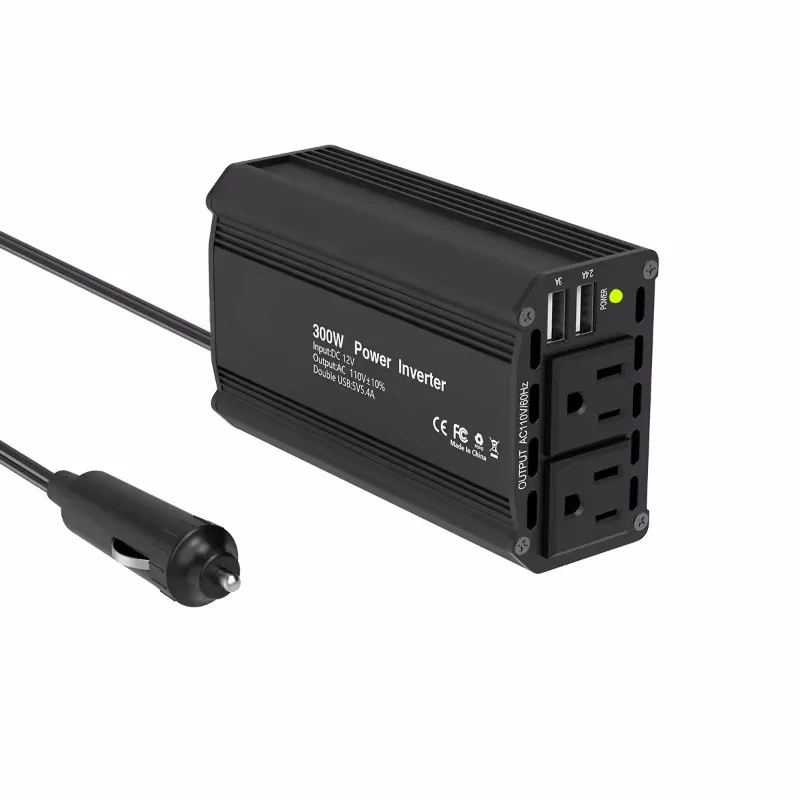 Portable Fast-Charging Car Charger Inverter US/EU Sockets for Outdoor Camping DC 12V To AC 110/220V with Cigarette Lighter Plug