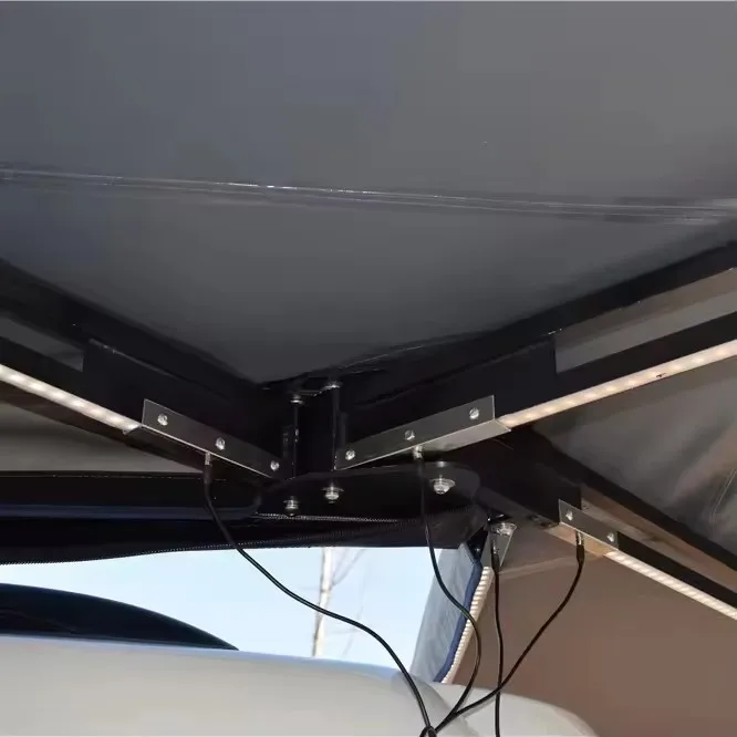 التخييم في الهواء الطلق 600D أكسفورد مقاوم للماء ممتد 360 درجة المظلة سقف السيارة الجانب العلوي المأوى #5