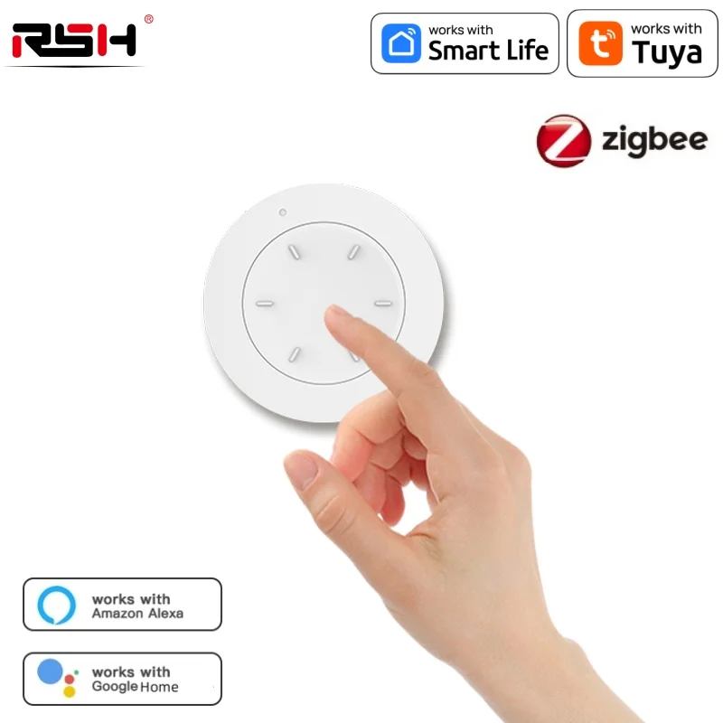 

Tuya ZigBee Smart Knob Switch Wireless Smart Scene Switch Button Remote Knob Dimmer Automation Scenario APP Control Zigbee Bulb