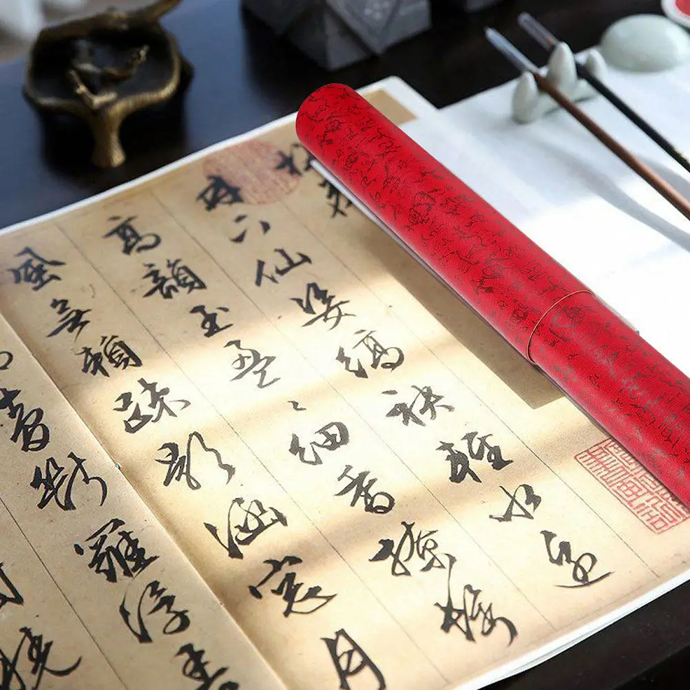 2pcs-painting-scroll-box-calligraphy-art-storage-tube-elegant-pattern-design-thickened-material-scroll-container-for-posters