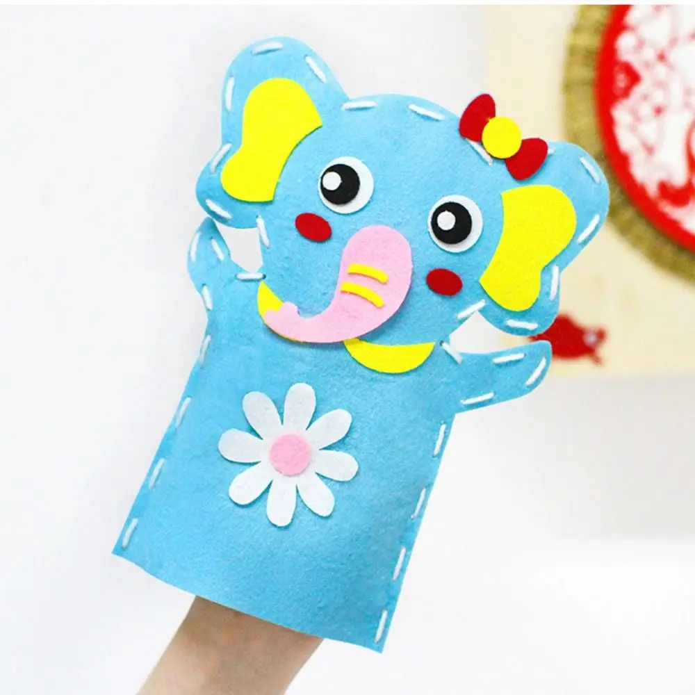 Lovely Non-woven Hand Puppets Plastic Animal DIY Crafts Toys Teaching Aids Nylon Handmade Material Bags Christmas Gift