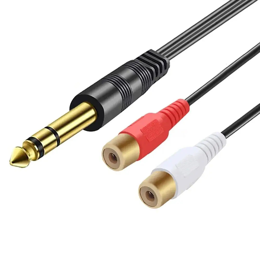 

0.3M Dual RCA to 6.35mm Stereo Cord 1/4 Inch TRS Jack to 2 RCA R/L Y Splitter Adapter Audio Cable for Speaker Amplifier Mixer