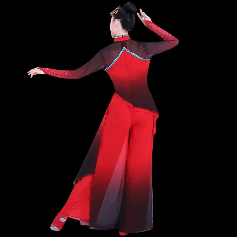 Yangko Dance Costumes Elegant National Fan Umbrella Dance Suit Traditional Chinese Dance Costumes Yangko Hanfu Festival Outfit