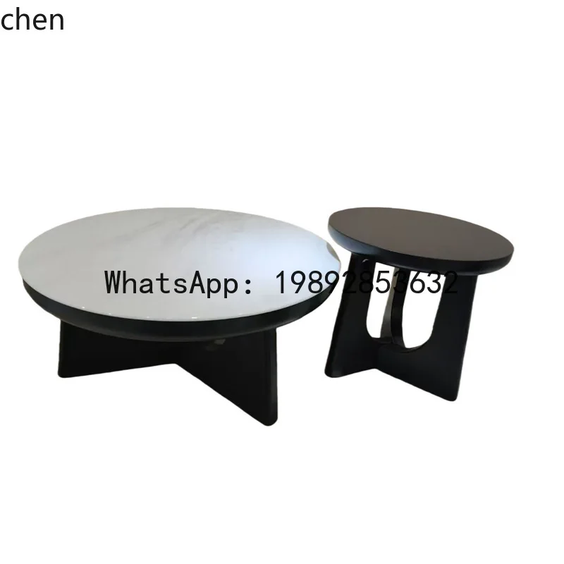 FZ Minimalist Coffee Table Square Furniture Vintage Style Home Use Extendable Simple Wabi-Sabi Style Round Coffee Table