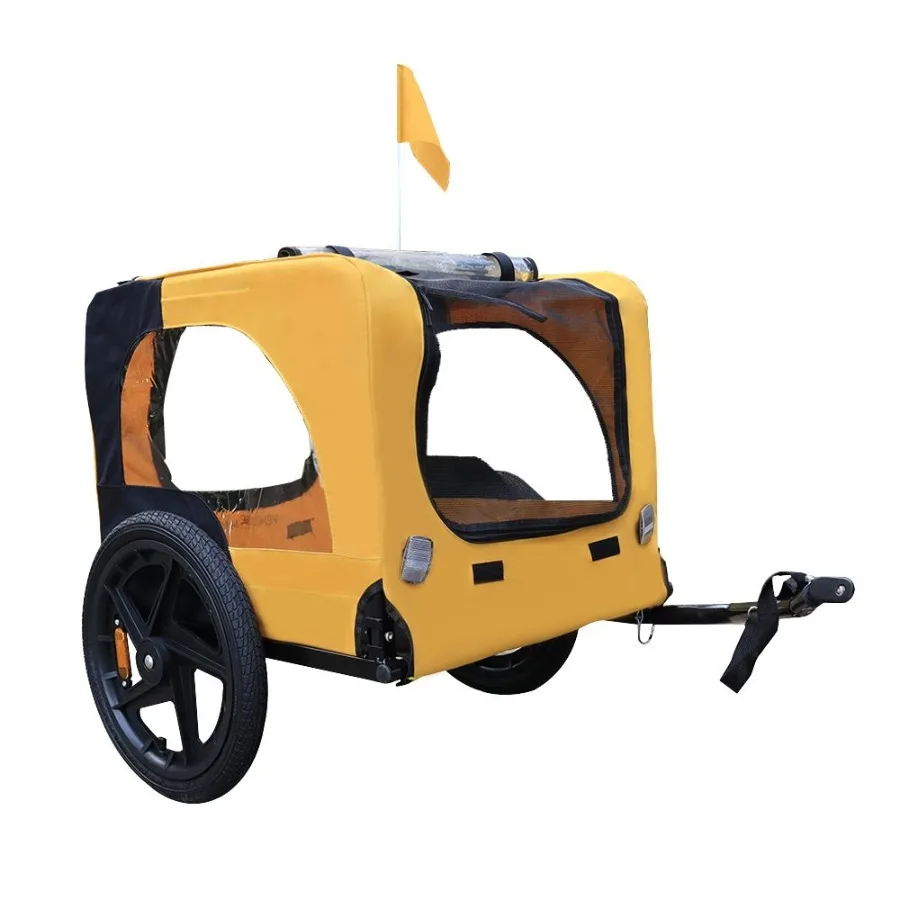 

Yellow Outdoor Heavy Duty Foldable Utility Pet Stroller Dog Carriers Bicycle Trailer