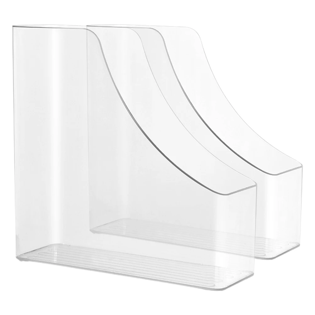 

2pcs Transparent File Holder Desktop Document Rack Clear Magazine Organizer Stackable Book Storage Box Folder Stand Desk