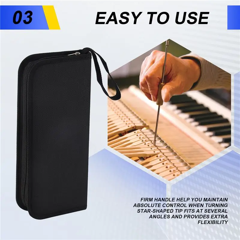 【Supernew】Piano Tuning Kit 16Pcs Professional Piano Tuners Tools Set Wrench Hammer Mute Fork Screwdriver Belt Tweezers Clip