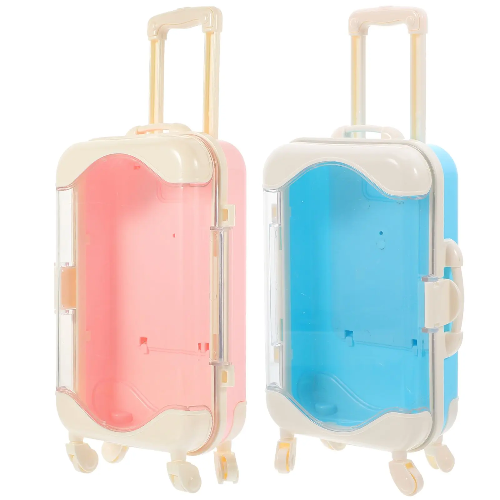 2 Pcs Suitcase Simulated Travel Accessories Trolley Luggage Small Toy Miniature Ornament Toddler Playhouse Child