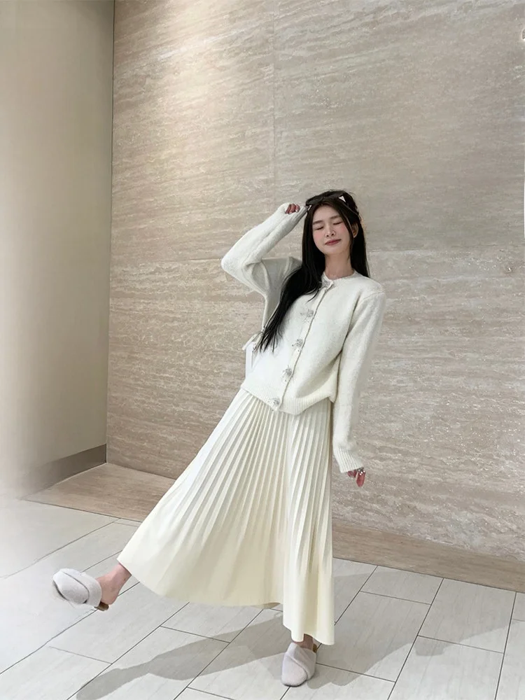 

Soft Cozy Heavy Du Button up Cardigan Sweater Women Gentle Knitted irt round Ne Long Sve Straight Cut Winter Faion