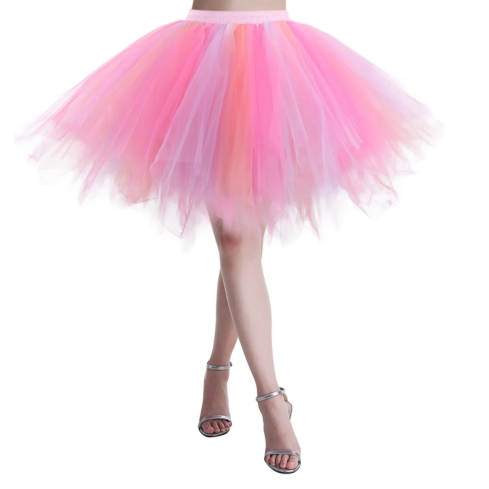 

Sexy Women Patchwork Tulle Tutu Puffy Half Skirt Carnival Outfit Mardi Gras Party Skirts Girls Faldas Belly Dance Y2k Costume
