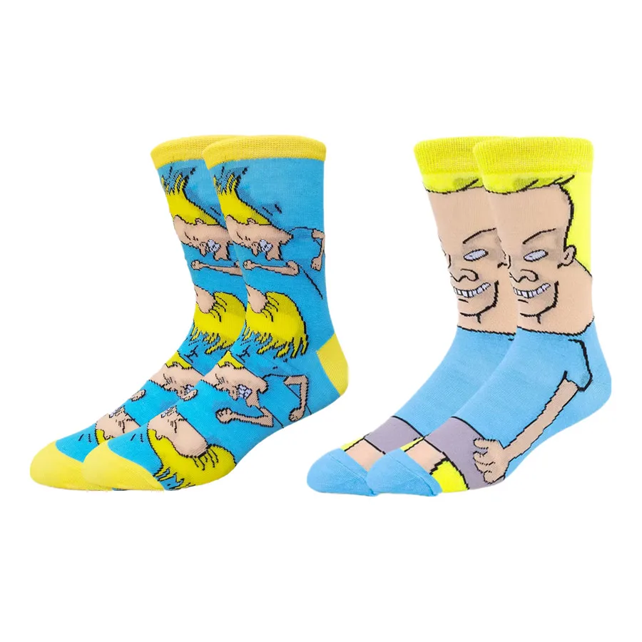 Moda de rua hip hop natal dia das bruxas dos desenhos animados anime meias das mulheres dos homens novidade engraçado casual tripulação meias quentes inverno wear