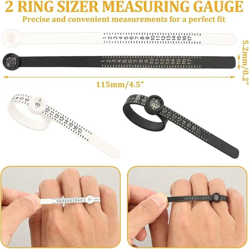 AFOURT-Ring-Size Adjuster Set Of 51 PCS, For Loose Ring Spiral Silicone Tightener, Size Measurement Tool