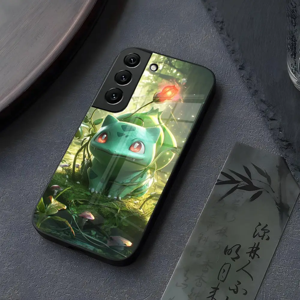 Pokémon Bulbasaur Phone Case Glass for Samsung Galaxy S23 S24 S21 S22 S20 Ultra Fe Plus A34 A54 A24 A52 A53 M54 Cover