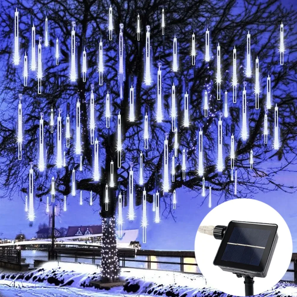 في الهواء الطلق 8 أنابيب 30/50 سنتيمتر الشمسية Led النيزك دش المطر سلسلة ضوء ل شجرة عيد الميلاد ديكور حديقة التخييم الديكور الجنية ضوء #1