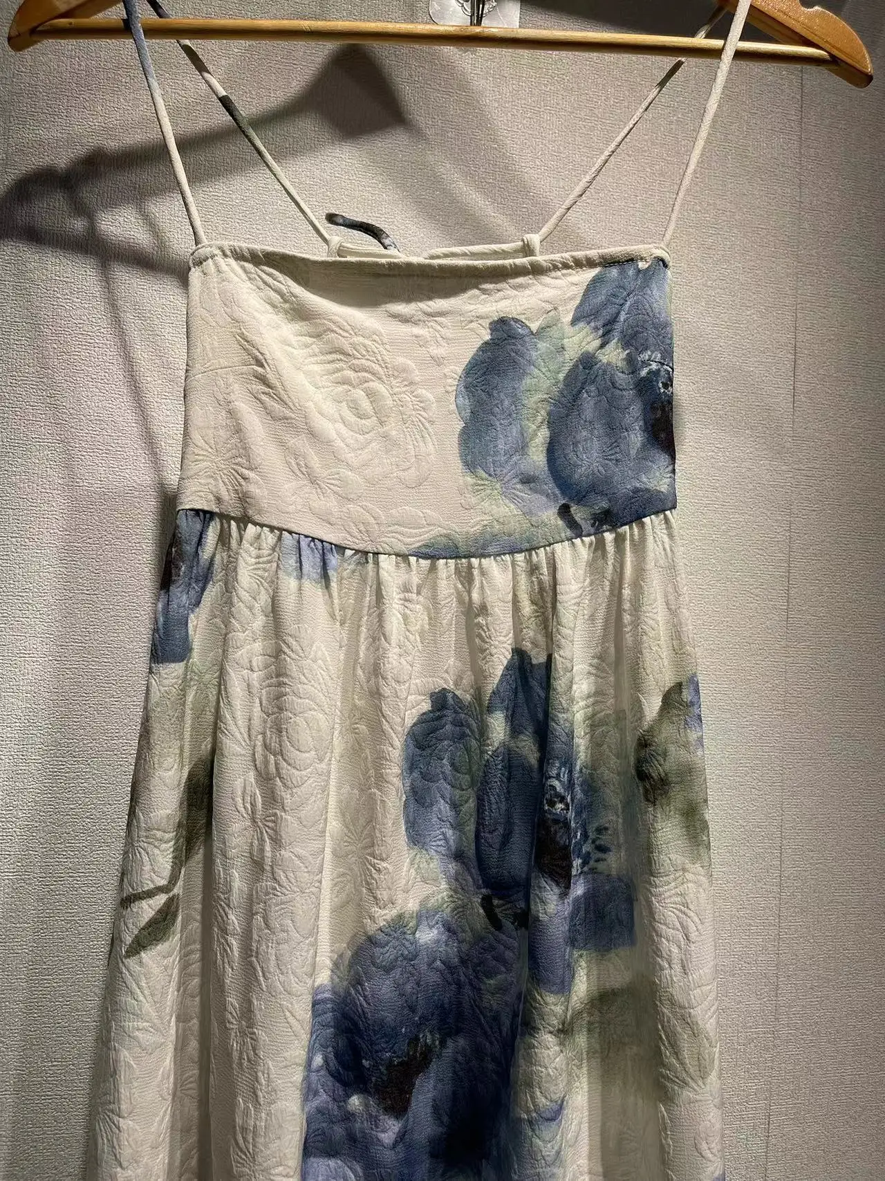 Sling Dress for Ladies 2024 New Spring  Watercolor Floral Halo Dyeing Backless Square Collar Slim Waist Casual Sleeveless Robes