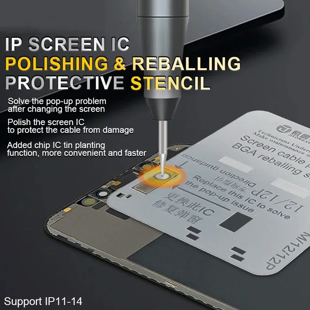 JTX Screen IC Planting Tin Stencil for iP11/12/13/14/15 Pro Max Polishing Reballing/Protection Stencil Net LCD Screen IC Cable