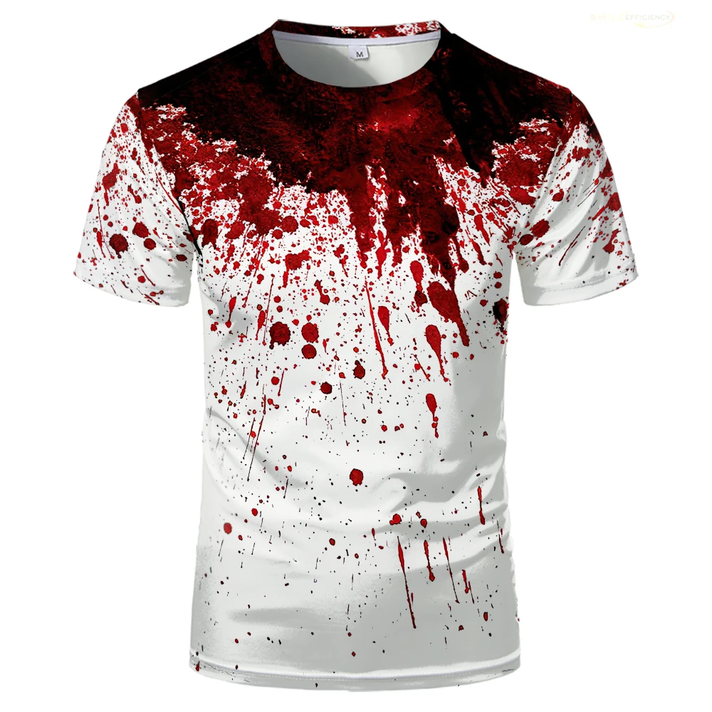 Halloween Fun Bloody Horror Pattern 3D Printed T-shirt Scary Dripping Blood Street Men Tops Casual Fashion O-neck Oversized  Tee