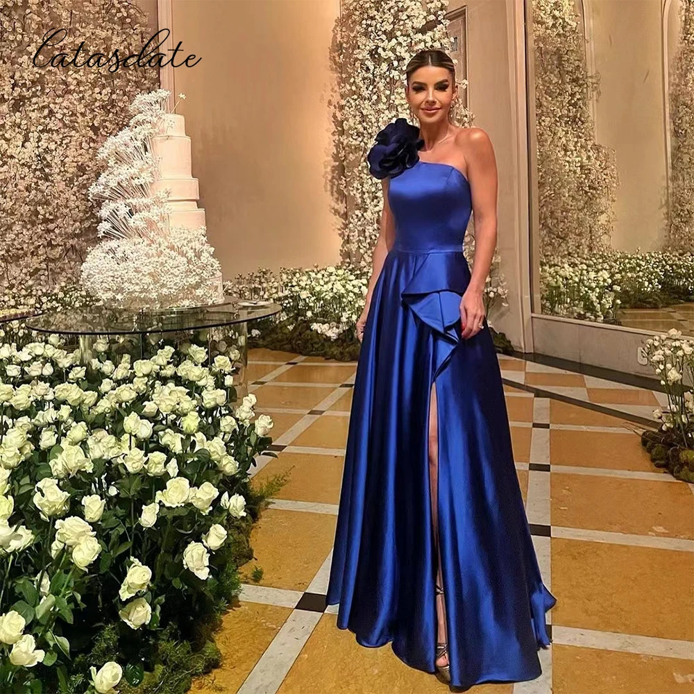 Catasdate Royal Christmas Party Dress One Shoulder Evening Dress for Women vestidos para eventos A Line Formal Occasion Dresses