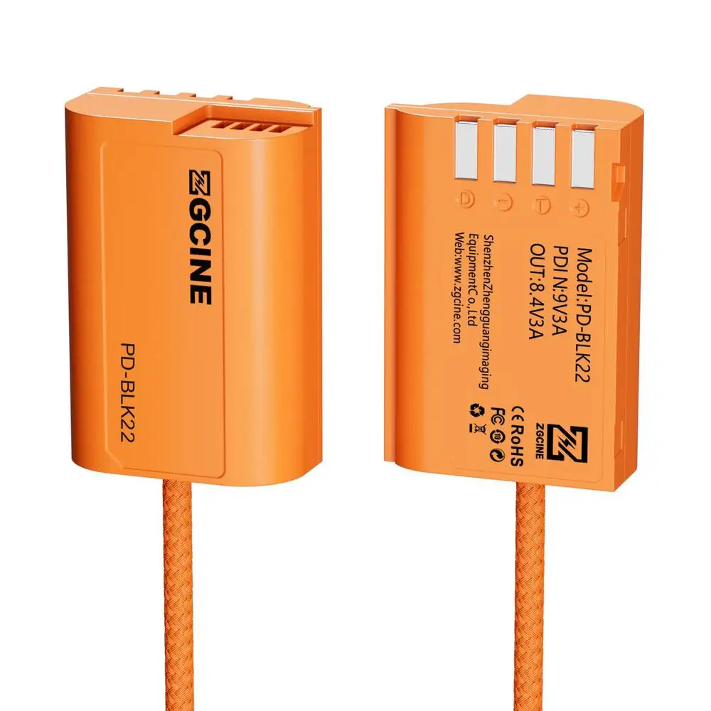 ZGCINE كابل طاقة كابل البطارية الدمية مع سلك مضفر لبطاريات سلسلة USB-C PD إلى Canon Nikon Fujifilm Panasonic Lumix