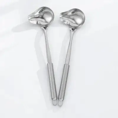 

2pcs Stainless Steel Soup Spoon Duckbill Spoon Long Handle Ladle Hanging Hole Easy Clean Kitchen Tableware Home Cooking