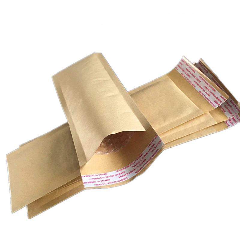 50Pcs Long Shape Bubble Envelope Kraft Paper Plastic Film Bubble Bag Shockproof Padded Courier Envelopes Self Seal Bubble Mailer