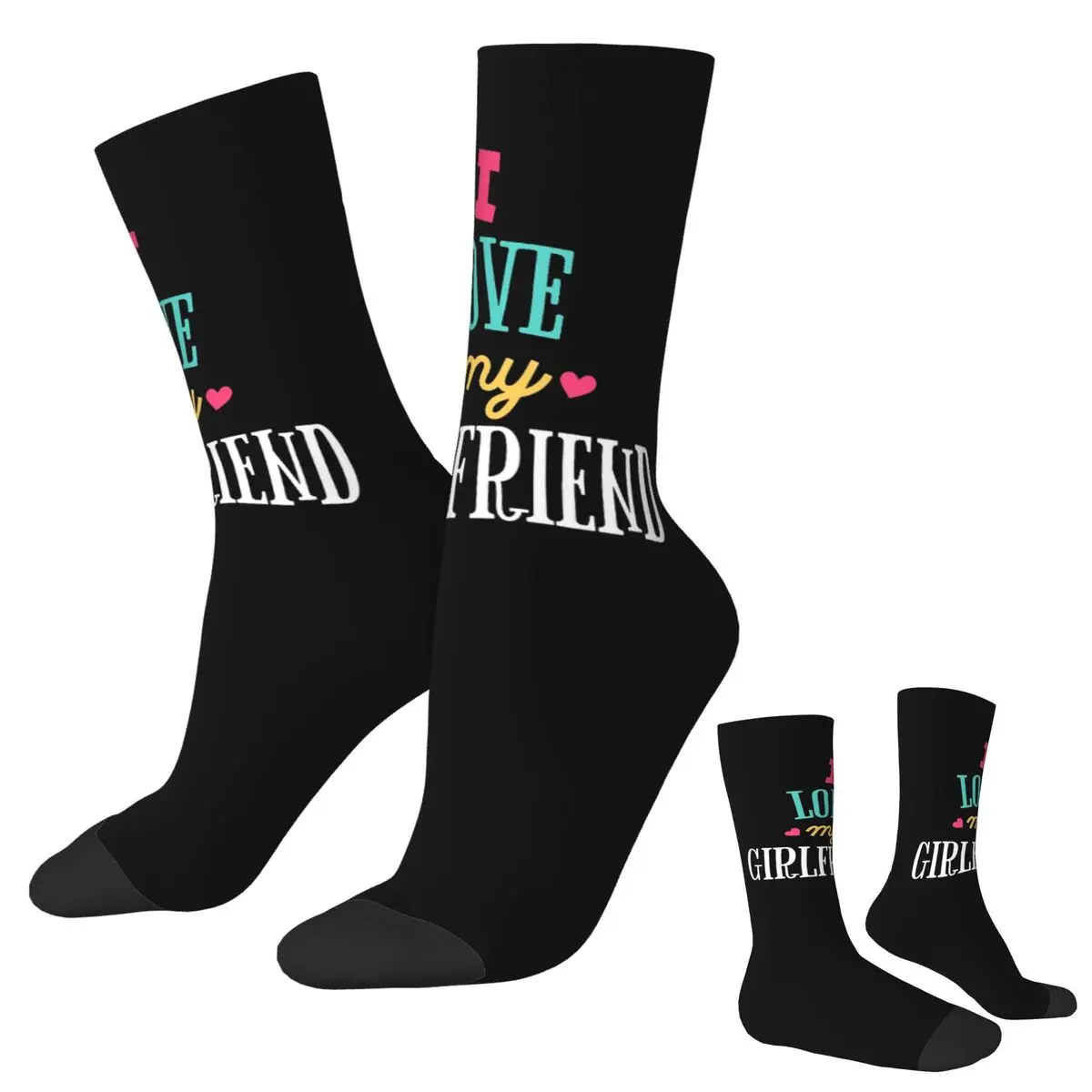 أنا أحب صديقتي الجوارب Harajuku جوارب امتصاص العرق كل موسم الجوارب الطويلة اكسسوارات للرجل المرأة هدية الكريسماس